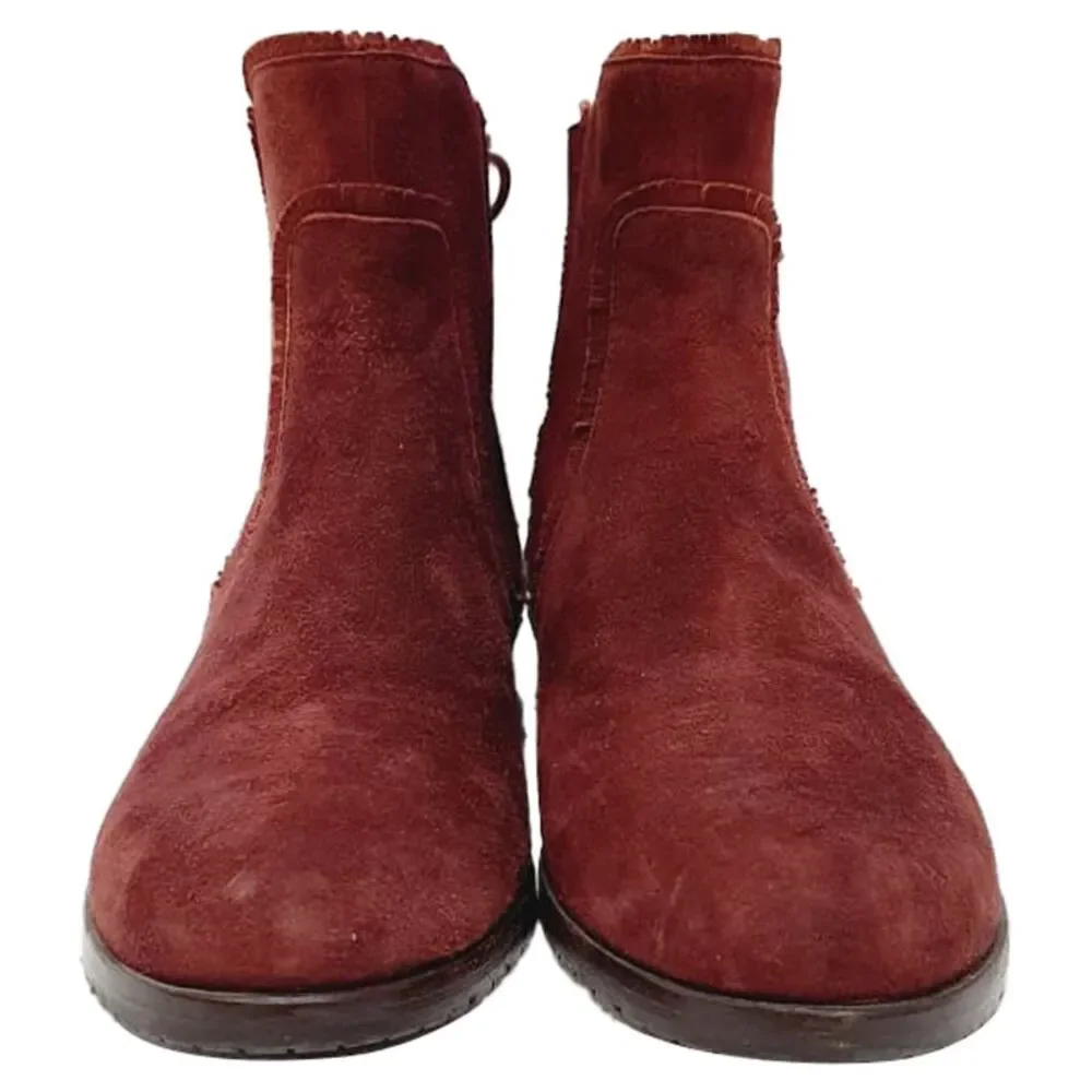Aquazzura Frou Frou Ankle Boots in Red Suede